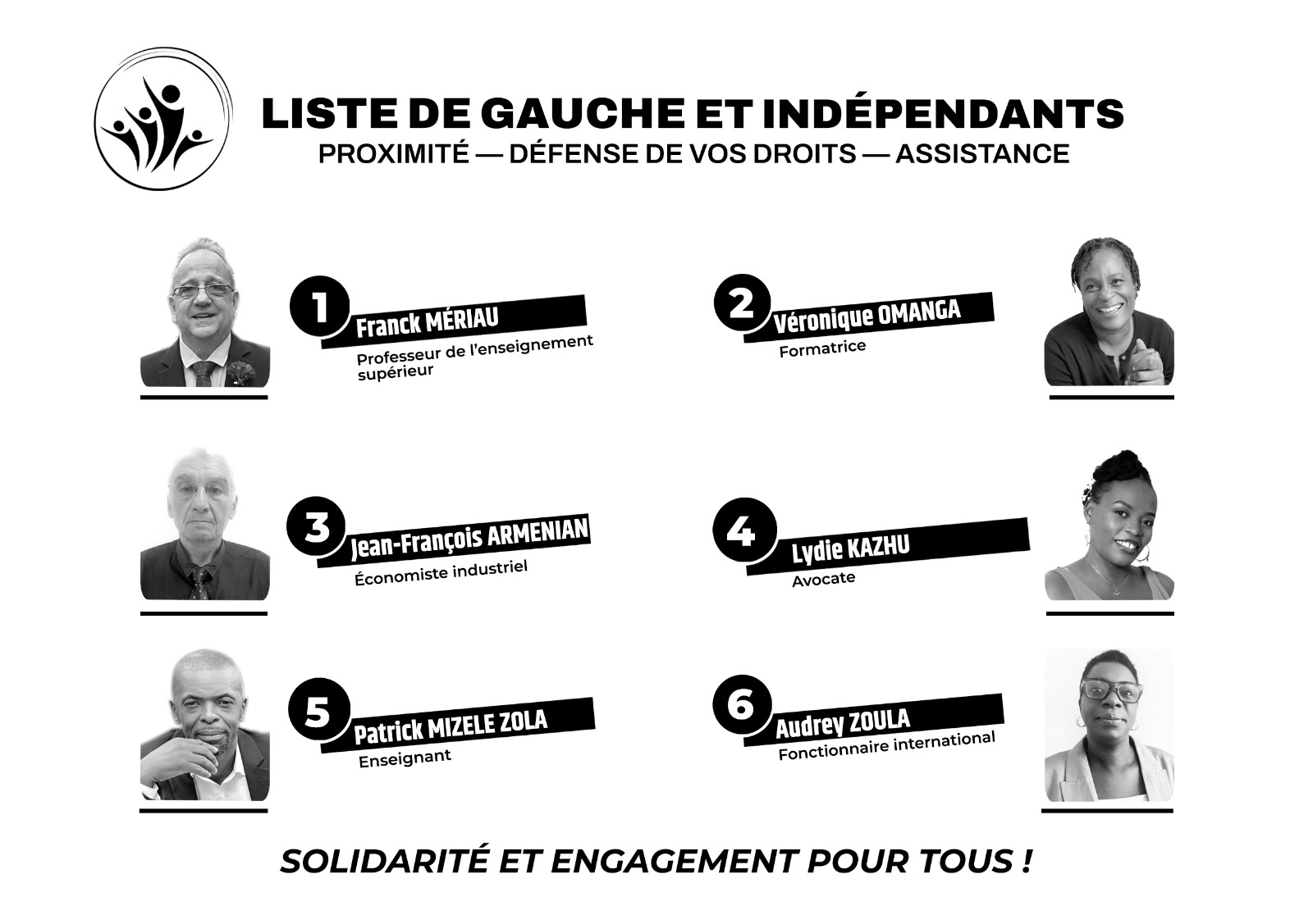 Liste de Gauche et Indépendants - Tous les candidats